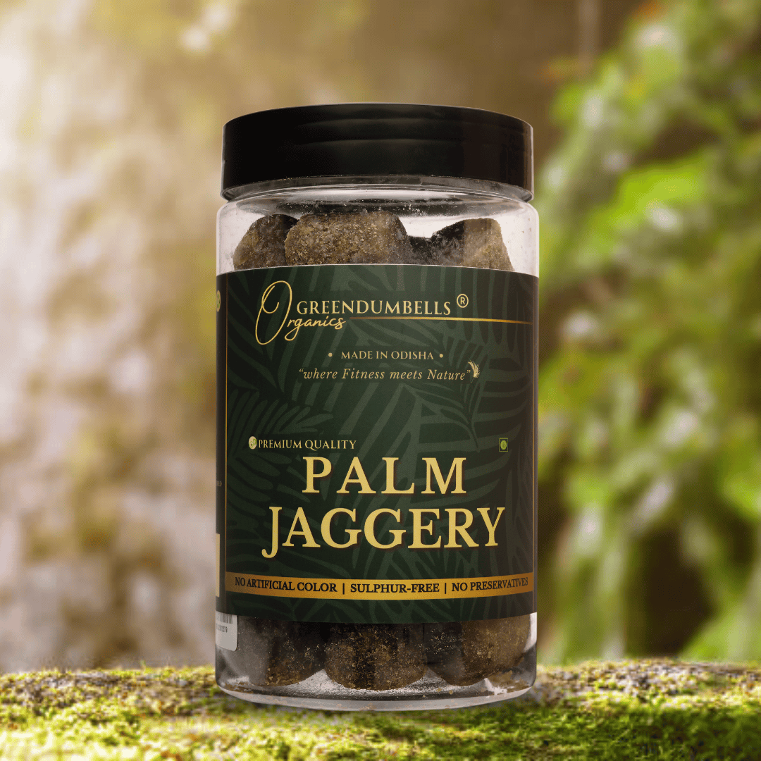 Front GreenDumbells Organics Palm Jaggery Cubes – 400 gm - Image 1